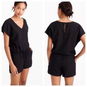 J. CREW V-Neck linen romper coverup black Small